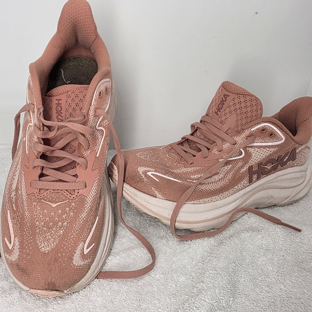 Hoka One One Clifton 10 Wide Women's US SIZE 8D Blush Rose Latte 1162050 BHRS